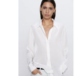 Zara | Tops | Zara White Silk Semi Sheer Blouse Buttonup Small Long Sleeve Shirt  Top | Poshmark